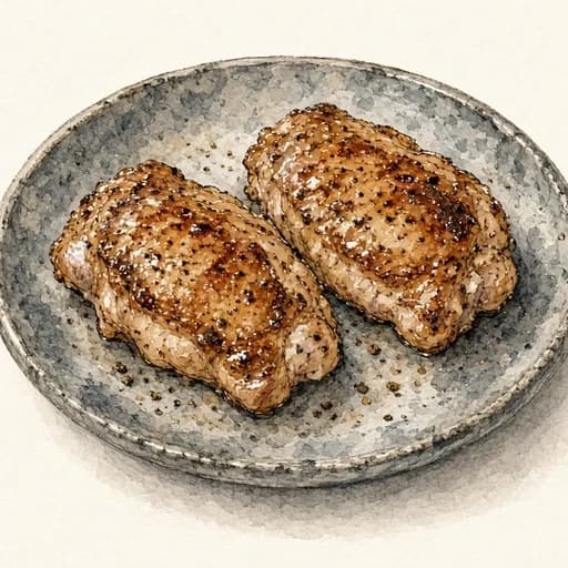 Chicken thigh, skinless, cooked