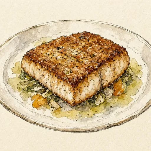 Chilean sea bass, cooked