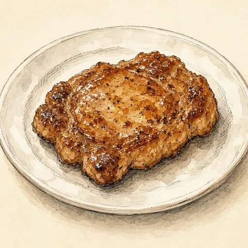 Pork chop, boneless, cooked