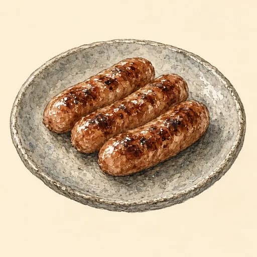 Pork sausage, cooked
