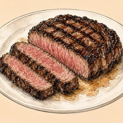 Top sirloin steak, cooked