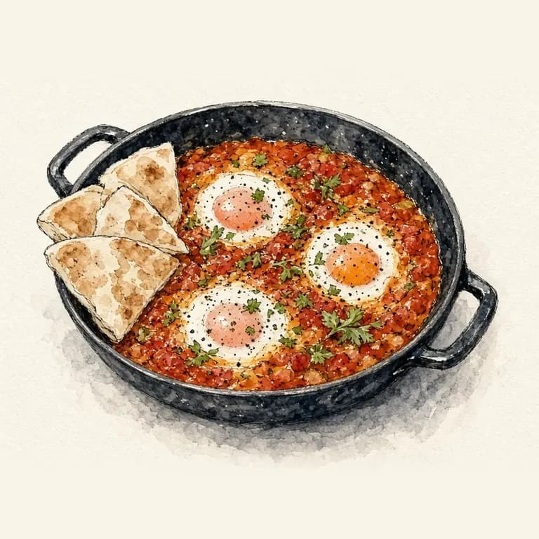 Protein shakshuka with pita
