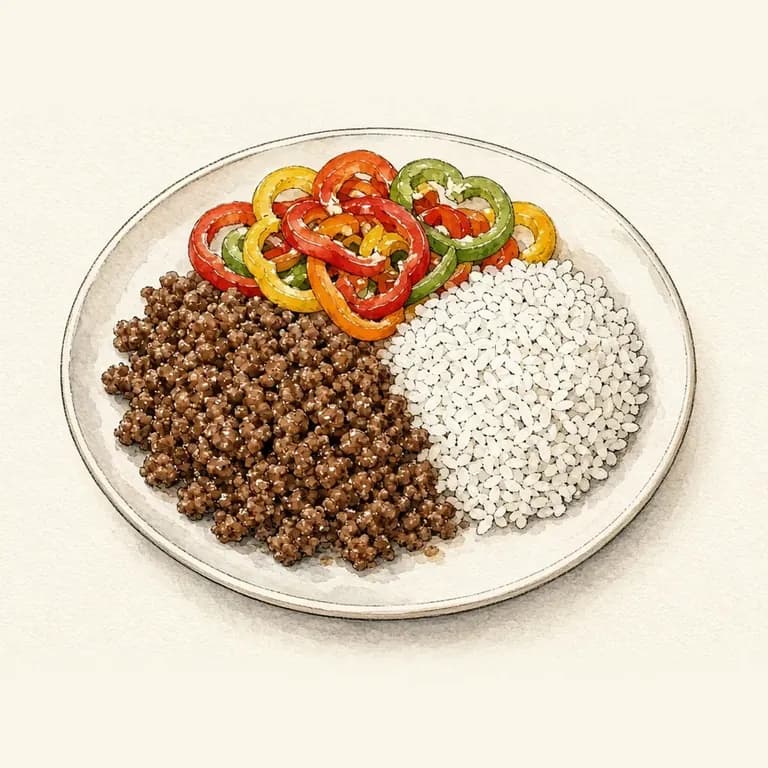 Lean beef, rice, and peppers