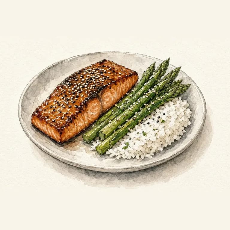 Miso-glazed salmon with sesame asparagus