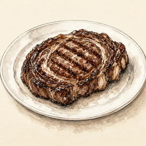 Ribeye steak, cooked