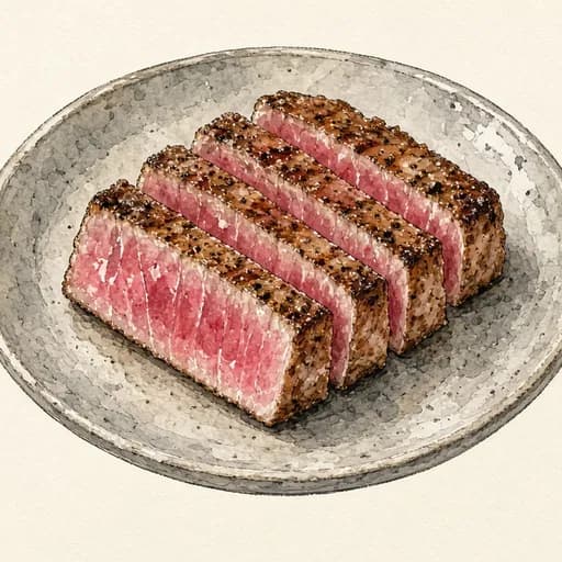 Tuna steak, cooked