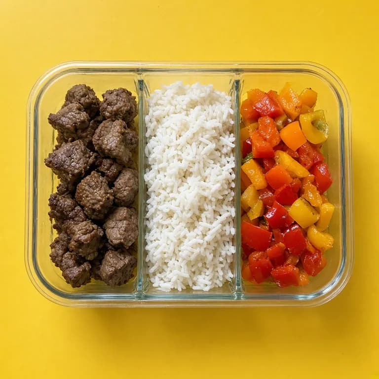 Lean beef, rice, and peppers