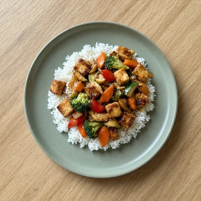 Crispy tofu with soy-ginger glaze