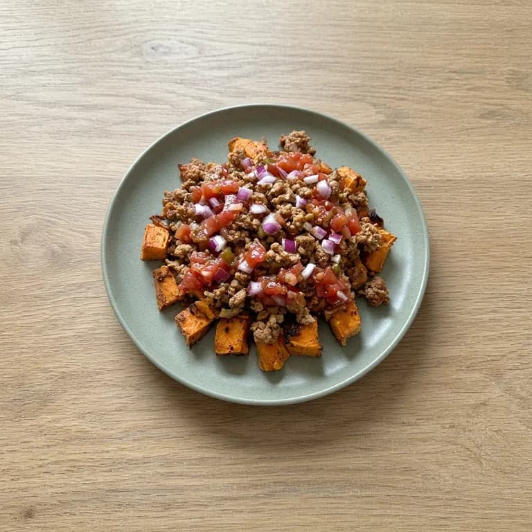 Taco turkey with roasted sweet potato